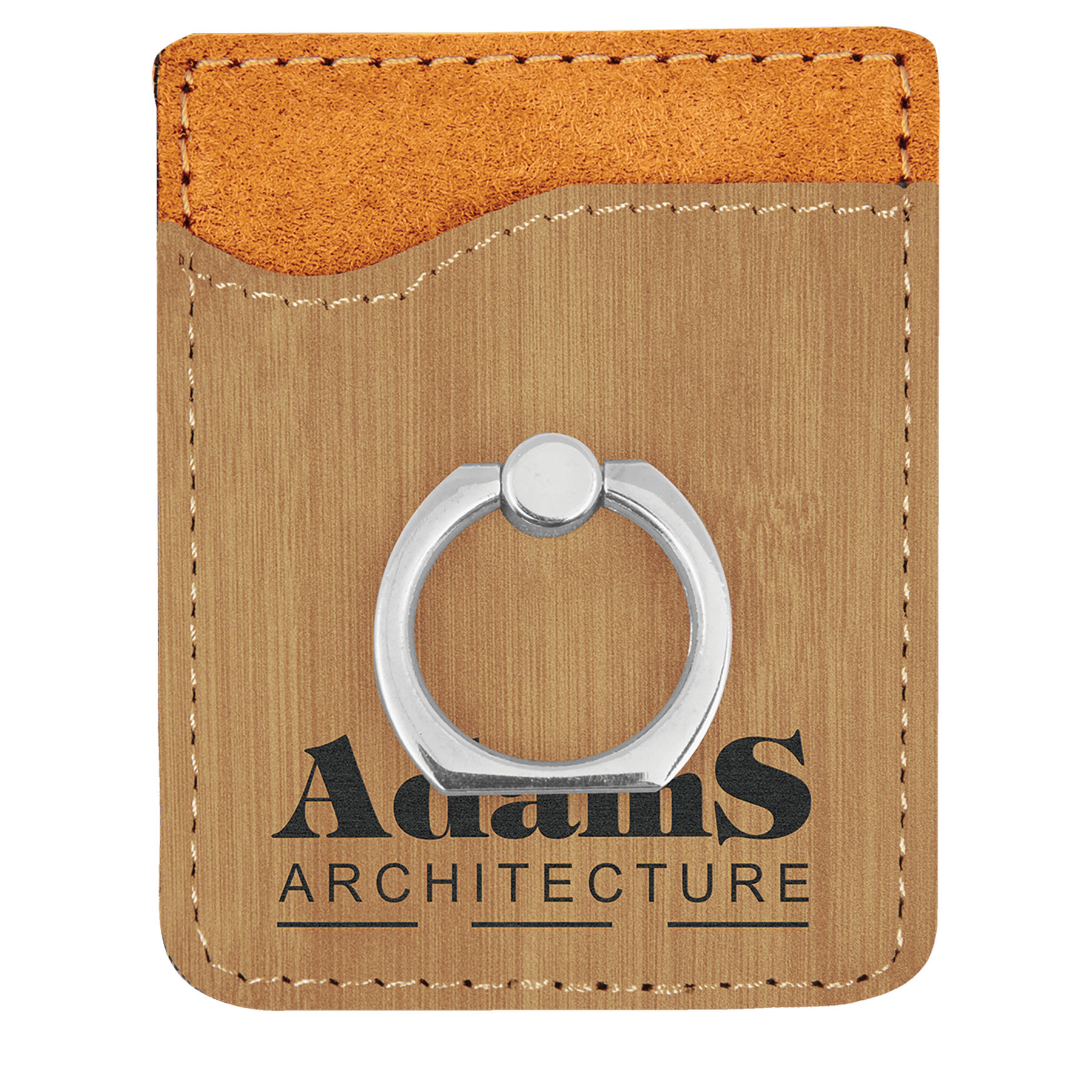 Laserable Leatherette Phone Wallet with Silver Ring